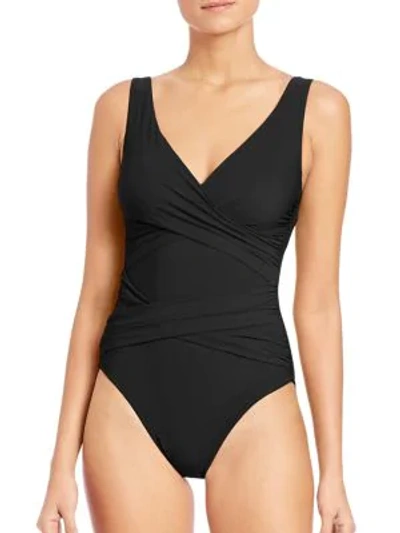 Shop Karla Colletto Swim Women's One-piece Surplice Swimsuit In Black