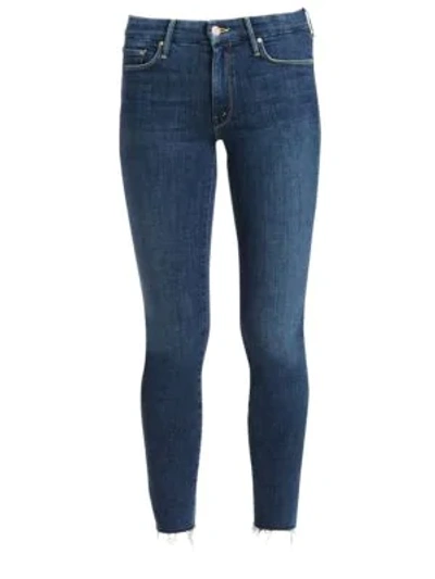 Shop Mother Looker Ankle-fray Skinny Jeans In Blue