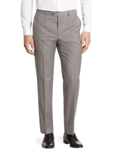 Shop Armani Collezioni Wool Trousers In Grey