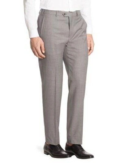 Shop Armani Collezioni Wool Trousers In Grey