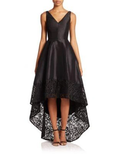 Shop ml Monique Lhuillier V-neck High-low Dress In Lilac