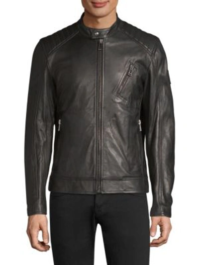 Shop Belstaff Lambskin Leather Racer Jacket In Brown
