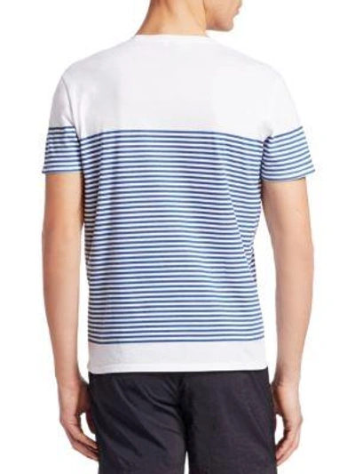 Shop Dan Ward Striped Cotton Regular-fit Tee In Navy