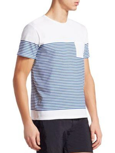 Shop Dan Ward Striped Cotton Regular-fit Tee In Navy