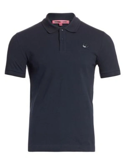 Shop Mcq By Alexander Mcqueen Swallow Cotton Polo In Blue Black