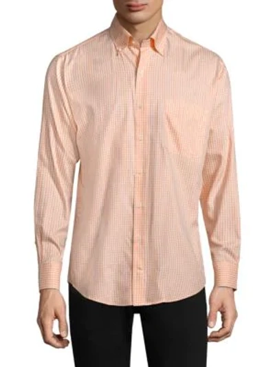 Shop Peter Millar Crown Gingham Button-down Shirt In Dreamsicle