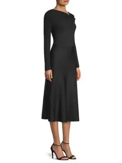 Shop Jason Wu Stretch Long-sleeve A-line Dress In Black