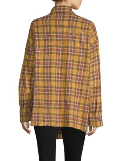 Shop Faith Connexion Oversized Studded Plaid Shirt In Yellow