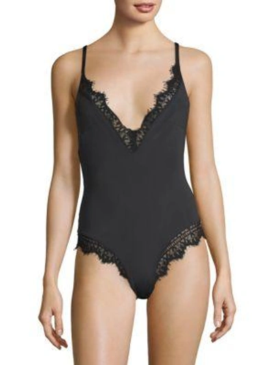 Shop Les Coquines Farrah Deep V Bodysuit In Noir