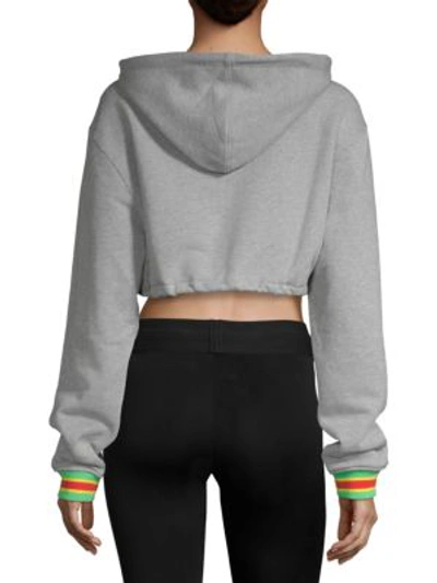 Shop Opening Ceremony Ringer Cropped Hoodie In Heather Grey