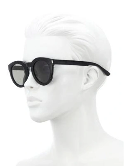 Shop Saint Laurent Sl 102 47mm Round Sunglasses In Black Smoke