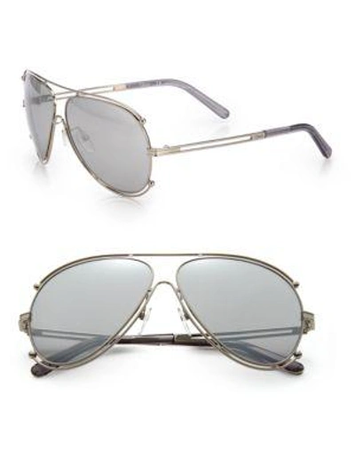Shop Chloé Isadora 61mm Aviator Sunglasses In Gold-grey