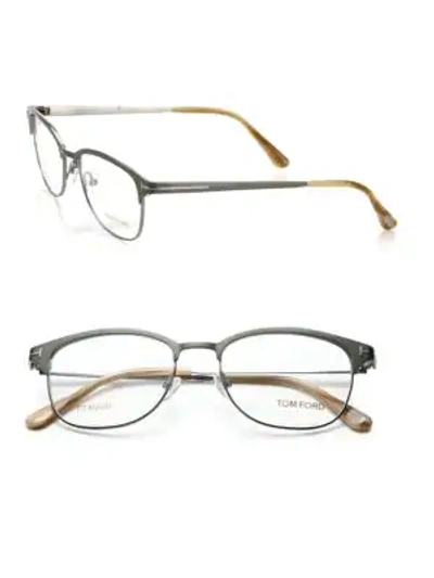 Shop Tom Ford 52mm Rectangular Titanium Optical Glasses In Olive