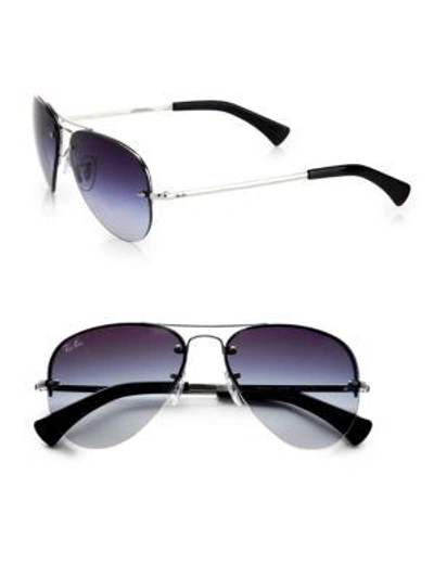 Shop Ray Ban Rb3449 59mm Semi-rimless Aviator Sunglasses In Silver Smoke