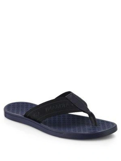 Shop Giorgio Armani Rubber Flip Flops In Dark Blue