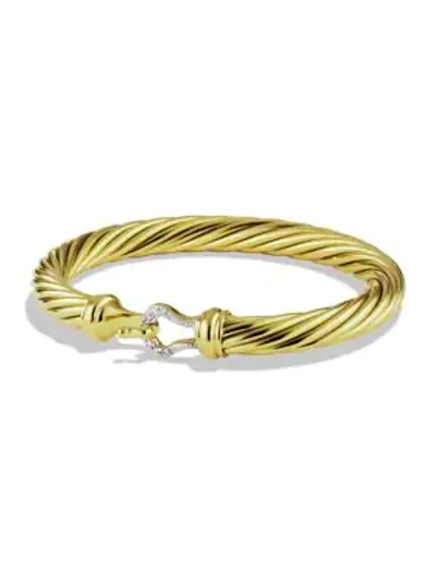 Shop David Yurman Cable Buckle Bracelet With Diamonds In Gold