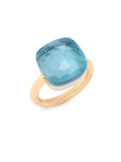 Shop Pomellato Women's Nudo 18k Rose Gold & Blue Topaz Large Square Ring