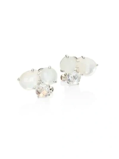 Shop Ippolita Rock Candy® White Moonstone, Clear Quartz, Mother-of-pearl & Sterling Silver Stud Earrings In Silver-white