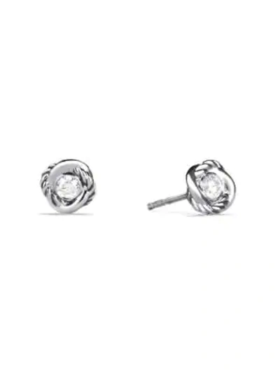 Shop David Yurman Women's Infinity Earrings With Diamonds In Silver