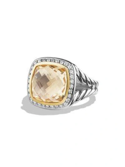 Shop David Yurman Albion Ring With Diamonds In Champagne Citrine