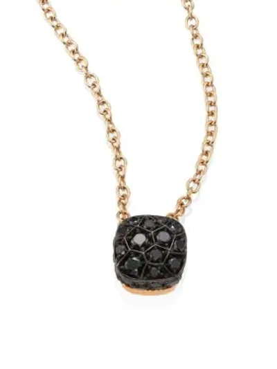 Shop Pomellato Women's Nudo Black Diamond & 18k Rose Gold Pendant Necklace