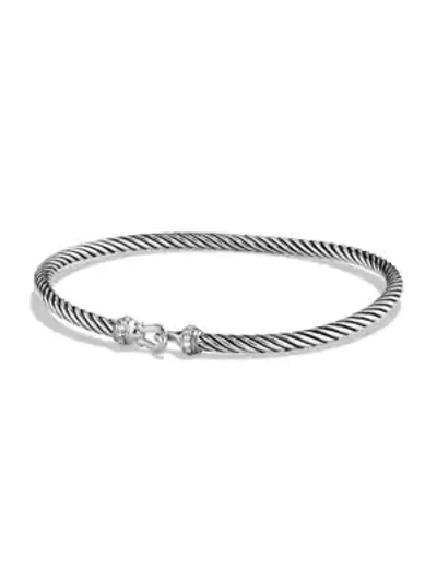 Shop David Yurman Women's Cable Buckle Bracelet With Diamonds/3mm In Silver