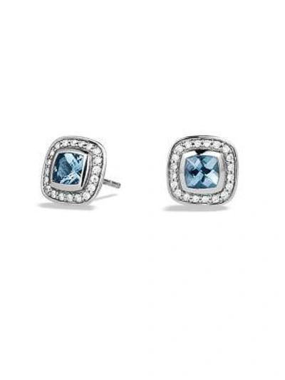 Shop David Yurman Petite Albion Earrings With Diamonds In Blue Topaz
