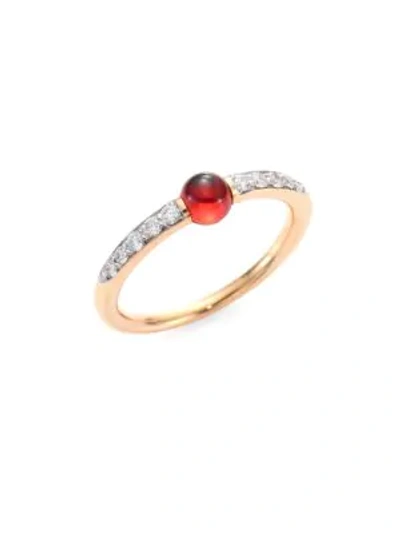 Shop Pomellato Women's M'ama Non M'ama Diamond, Garnet & 18k Rose Gold Ring
