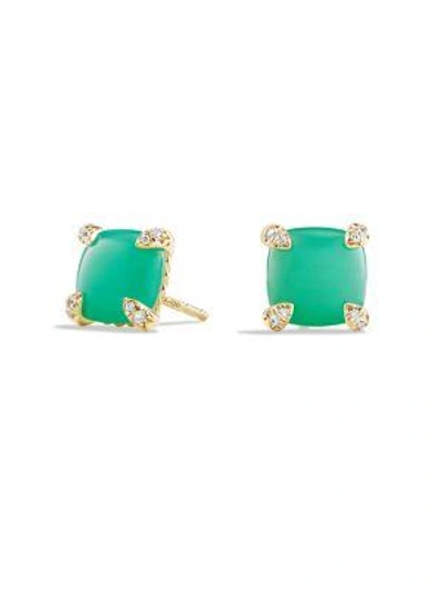 Shop David Yurman Châtelaine Gemstone & 18k Gold Stud Earrings In Chrysoprase