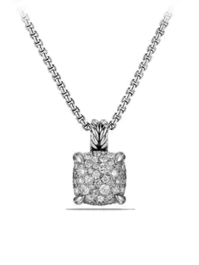 Shop David Yurman Ch Telaine Pendant Necklace With Diamonds/11mm In Silver