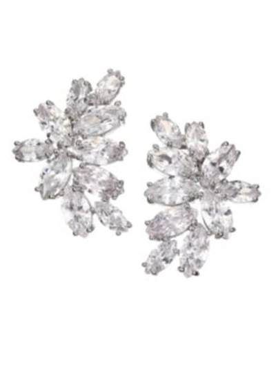 Shop Fallon Crescent Crystal Stud Earrings In Silver