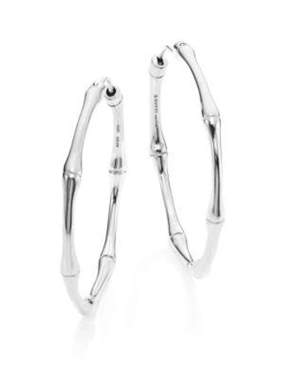 Shop Gucci Bamboo Sterling Silver Hoop Earrings/1.8"