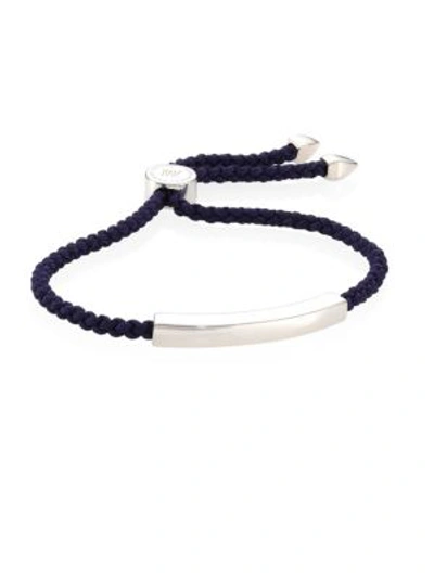 Shop Monica Vinader Linear Sterling Silver Friendship Bracelet/navy