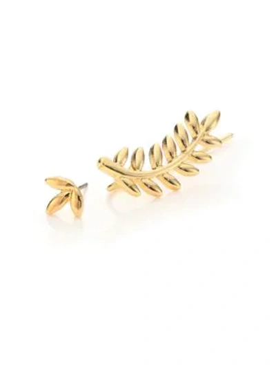 Shop Abs By Allen Schwartz Women's Leaf Ear Crawler & Stud Set In Gold