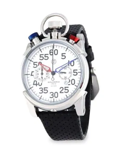 Shop Ct Scuderia Corsa Stainless Steel & Perforated Leather Strap Watch In White