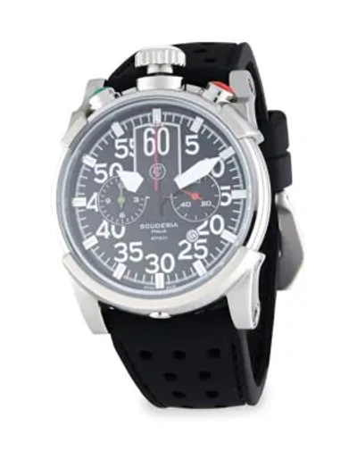 Shop Ct Scuderia Saturno Stainless Steel & Leather Strap Watch In Black