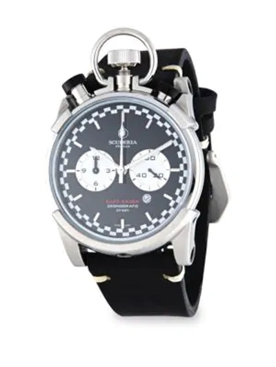 Shop Ct Scuderia Corsa Café Racer Stainless Steel & Leather Strap Watch In Black