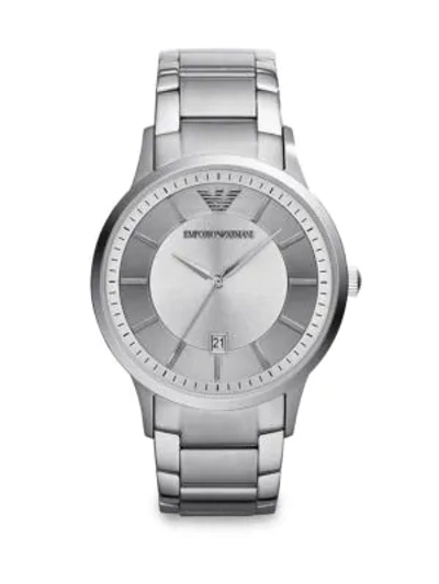 Shop Emporio Armani Men's Round Stainless Steel Watch In Silver