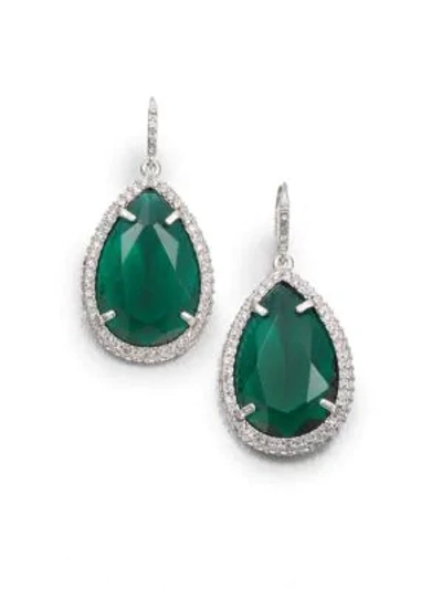 Shop Abs By Allen Schwartz Faceted Drop Earrings In Emerald Green