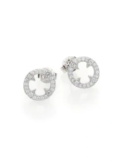 Shop Adriana Orsini Heart & Soul Pavé Sterling Silver Clover Disc Stud Earrings