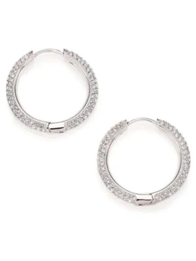 Shop Adriana Orsini Women's Pavé Crystal Hoop Earrings/0.9" In Silver