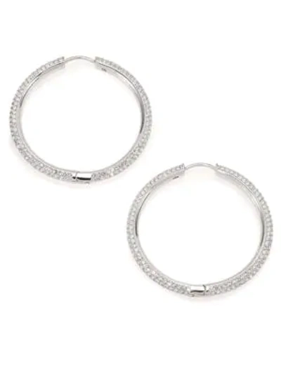 Shop Adriana Orsini Women's Pavé Hoop Earrings/1.4" In Silver