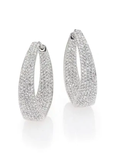 Shop Adriana Orsini Crystal Pavé Twist Hoop Earrings/1.25" In Silver