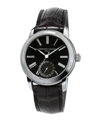 Shop Frederique Constant Classics Manufacture Automatic-self-wind 5atm Stainless Steel Watch In Black