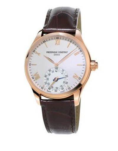 Shop Frederique Constant Horological Leather Strap Smart Watch In Black