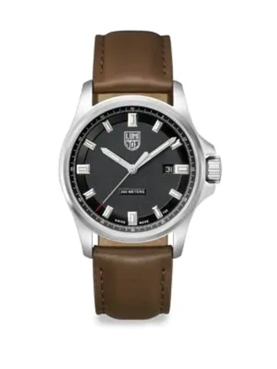 Shop Luminox Illuminated 24/7 Collection Leather-strap Watch In Brown