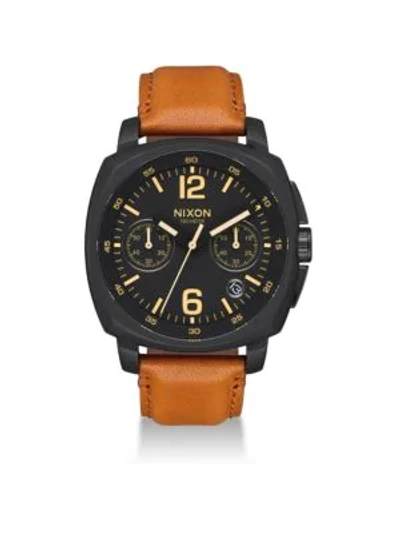 Shop Nixon Men's Leather Strap Watch In Brown