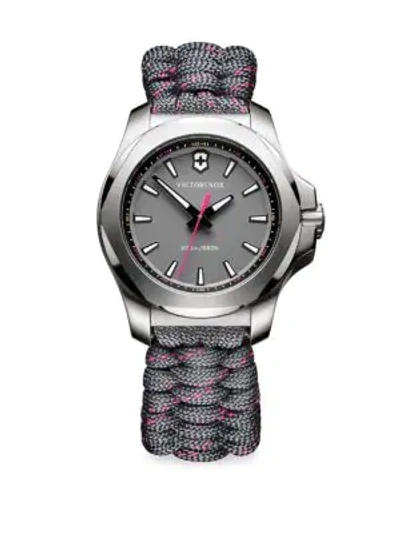 Shop Victorinox Swiss Army I.n.o.x. Analog Paracord Bracelet Watch In Grey