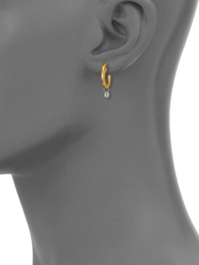 Shop Gurhan Women's Hoopla Diamond & 24k Yellow Gold Dew Huggie Hoop Earrings/0.55"