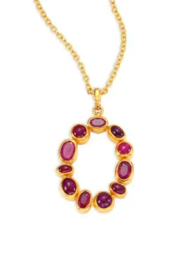 Shop Gurhan Women's Amulet Hue Ruby & 24k Yellow Gold Pendant Necklace